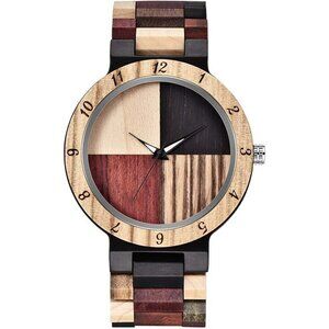 ✨ Dentily Quartz Men Tan Inverted Geometric Creative Hand-Made Wooden Watches
